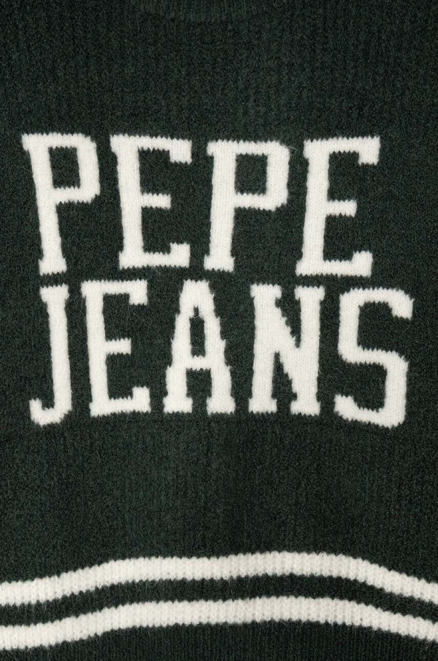 Pepe Jeans Detský sveter s prímesou vlny zelená farba teplý - Pepit.sk