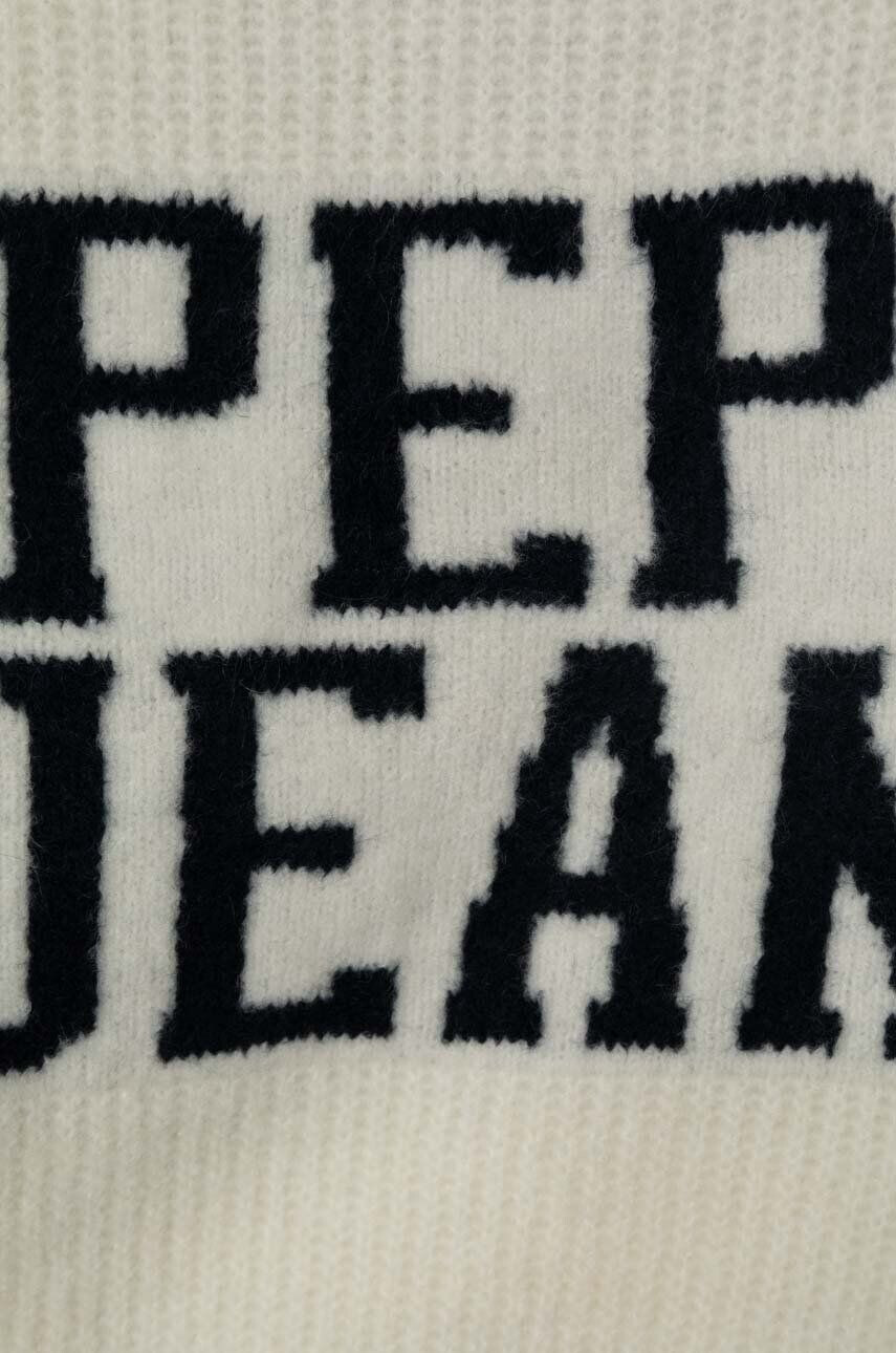 Pepe Jeans Detský sveter s prímesou vlny béžová farba teplý - Pepit.sk