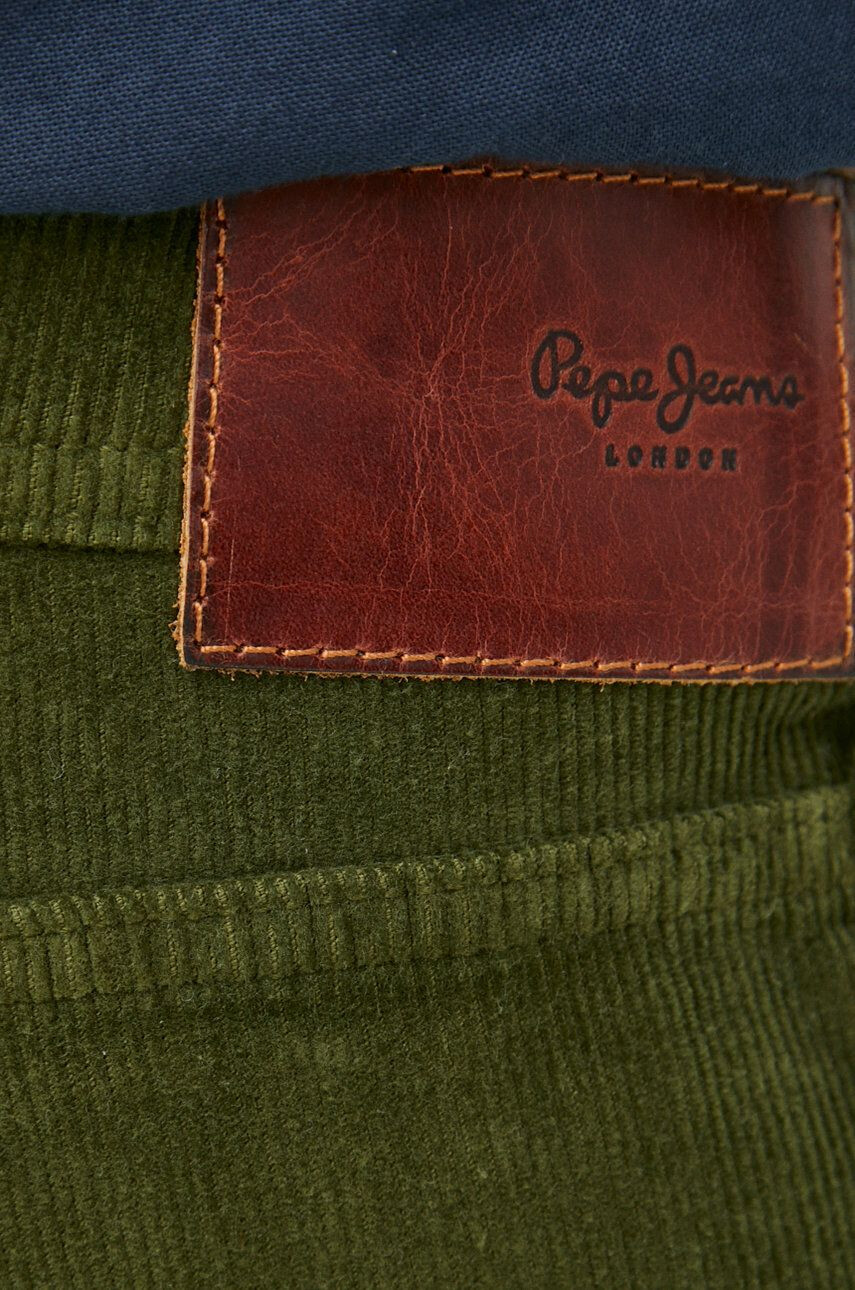 Pepe Jeans Manšestrové nohavice pánske zelená farba rovné - Pepit.sk