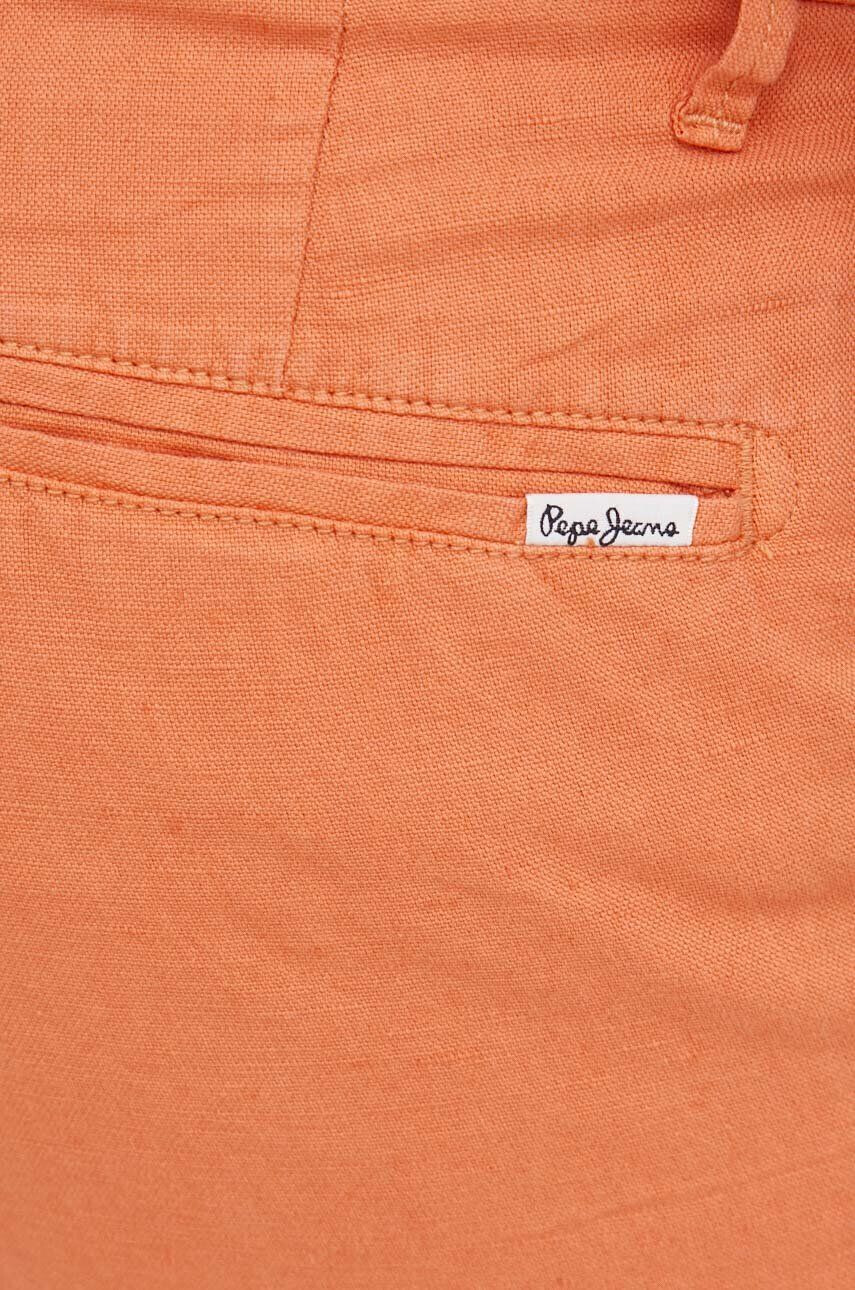 Pepe Jeans Šortky s prímesou ľanu Arkin oranžová farba - Pepit.sk