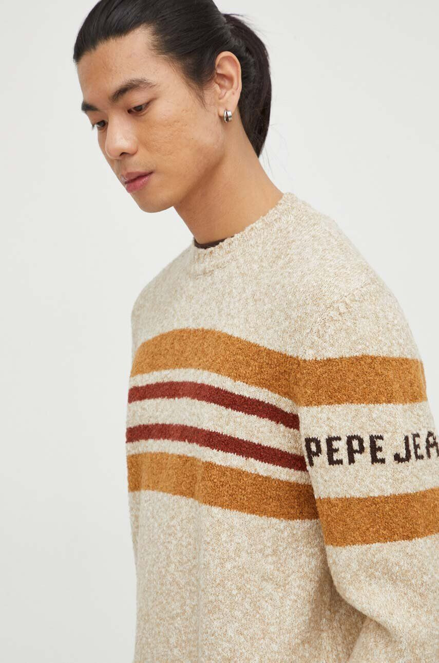 Pepe Jeans Sveter pánsky béžová farba tenký - Pepit.sk