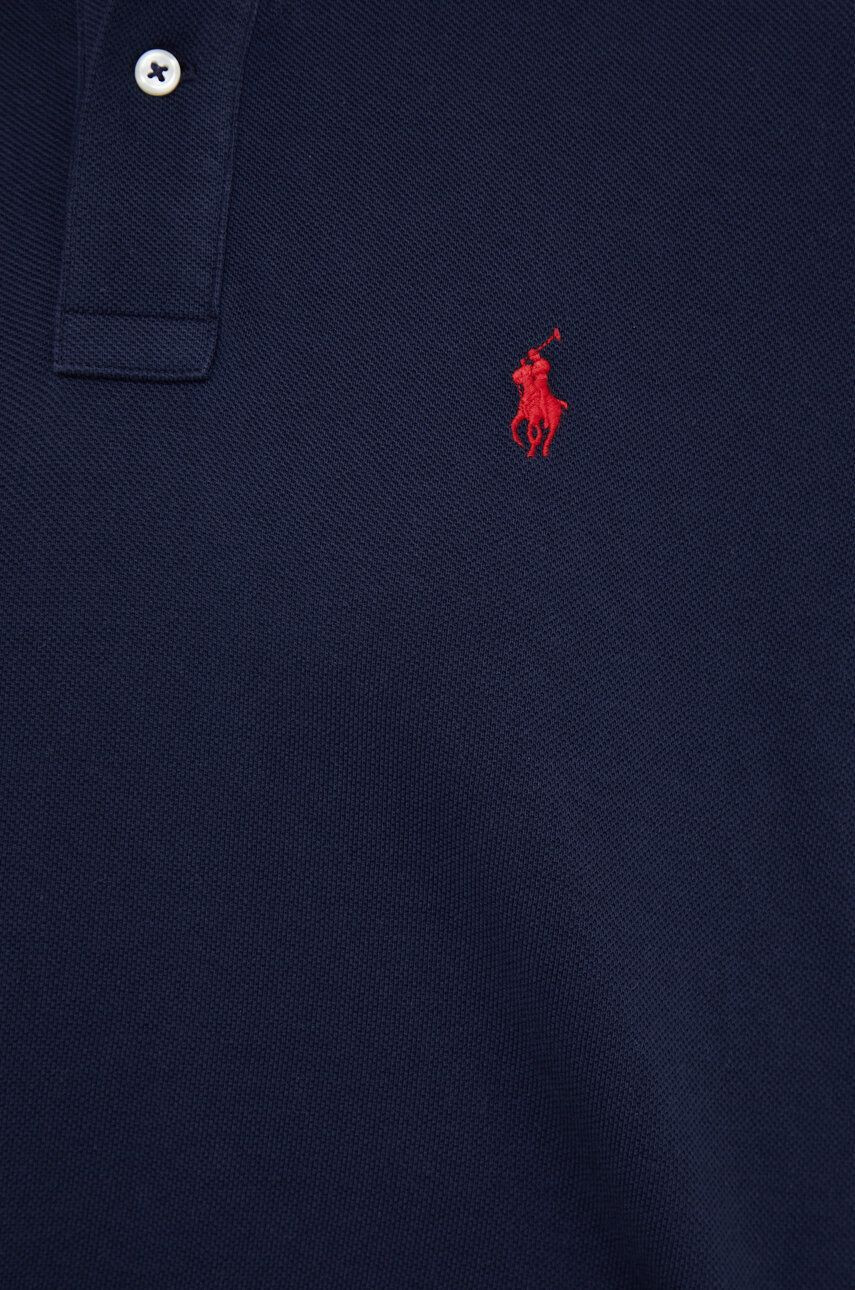 Polo Ralph Lauren Bavlnené tričko s dlhým rukávom tmavomodrá farba s golierom - Pepit.sk