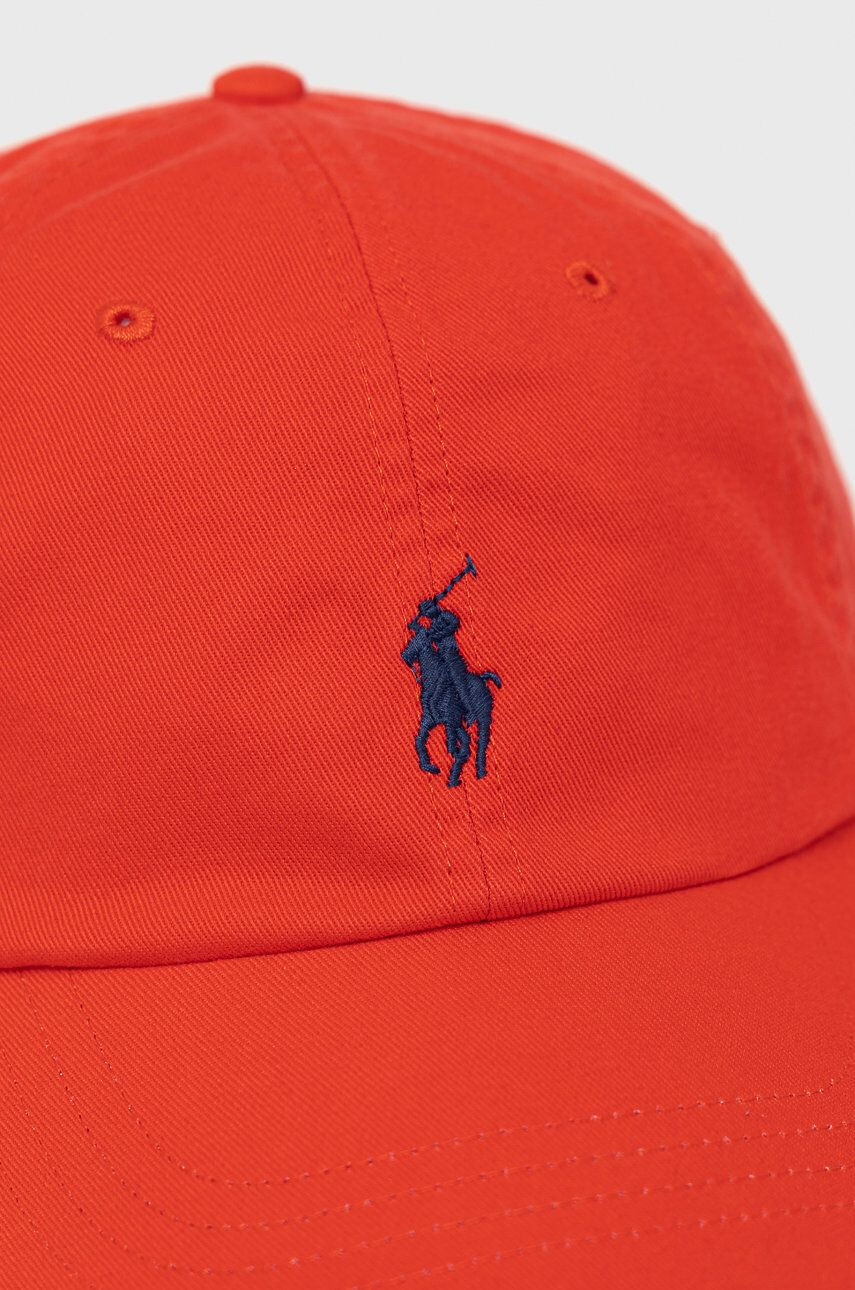 Polo Ralph Lauren Bavlnená čiapka červená farba s nášivkou - Pepit.sk