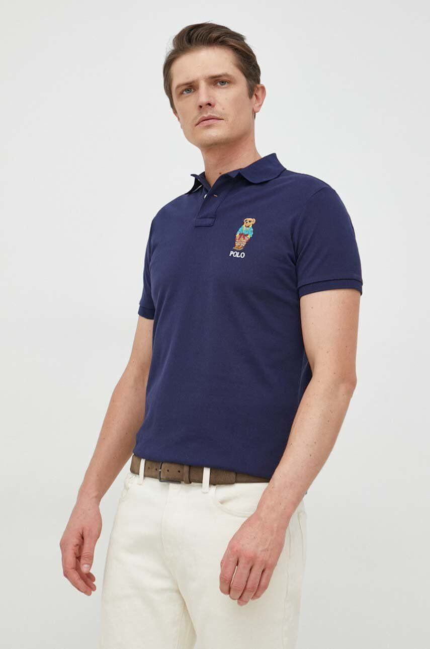 Polo Ralph Lauren Bavlnené polo tričko tmavomodrá farba s nášivkou - Pepit.sk