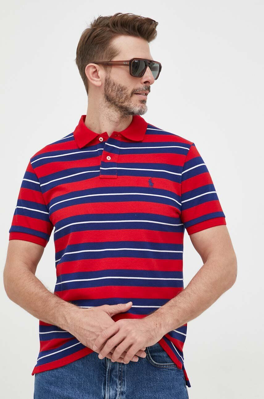 Polo Ralph Lauren Bavlnené polo tričko červená farba vzorované - Pepit.sk