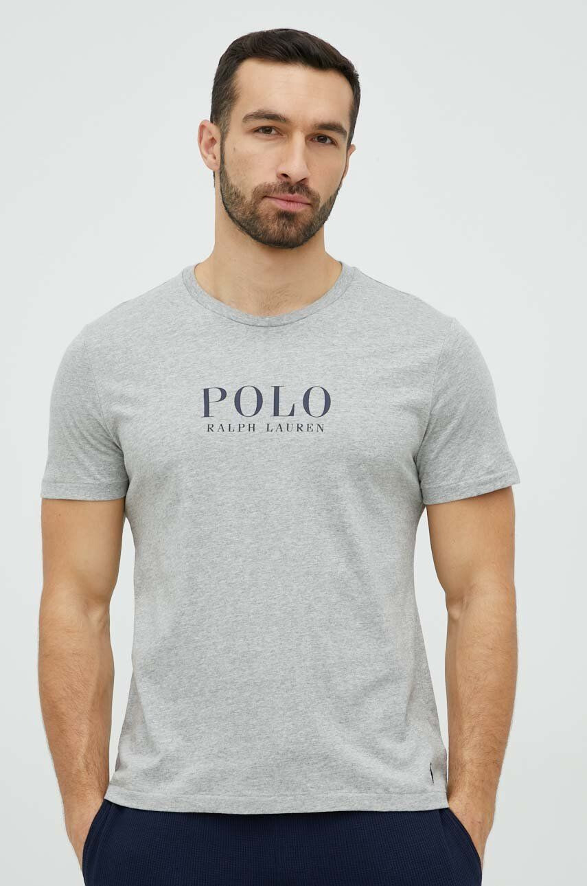 Polo Ralph Lauren Bavlnené pyžamové tričko šedá farba s potlačou - Pepit.sk