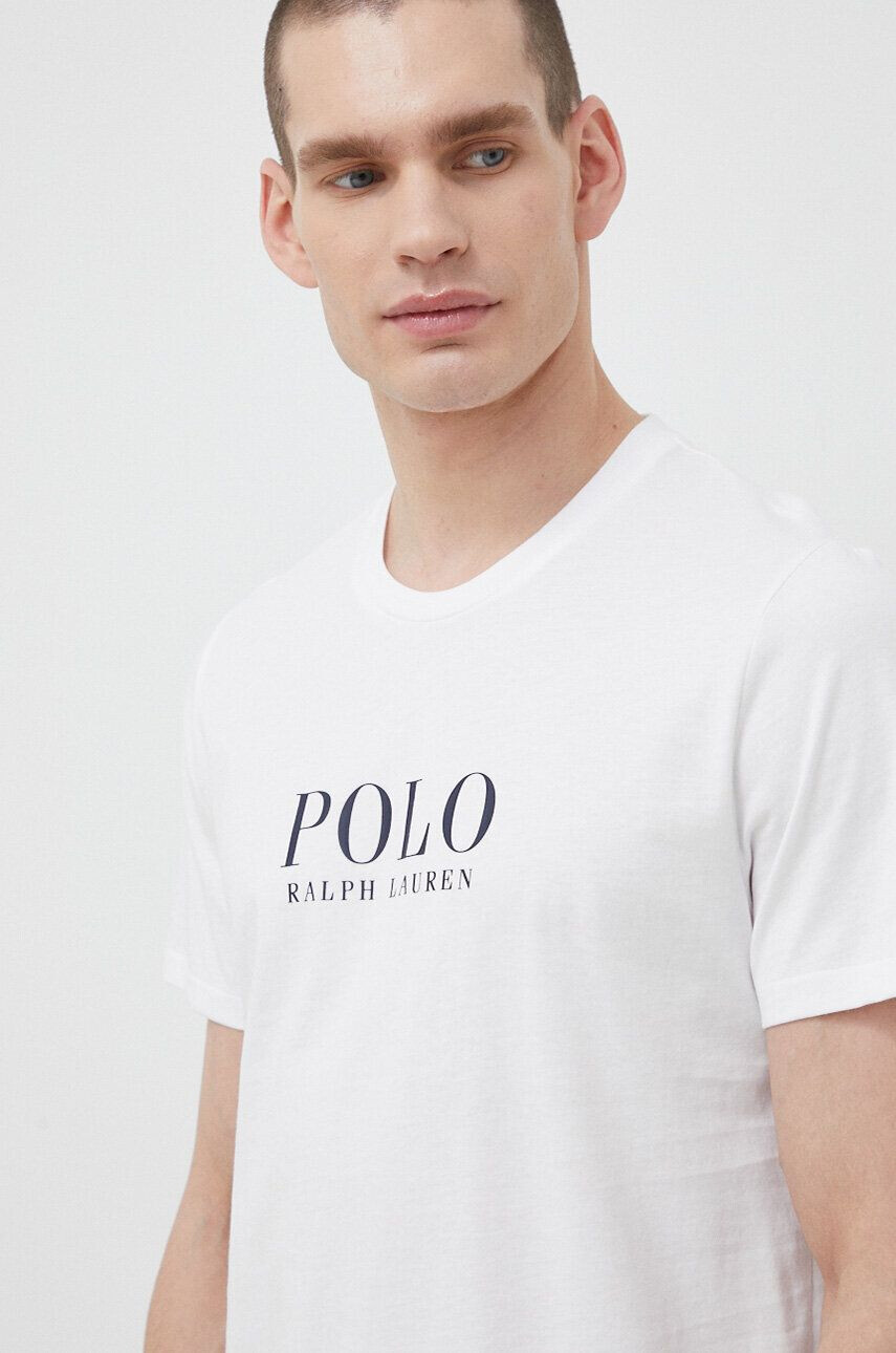 Polo Ralph Lauren Bavlnené pyžamové tričko biela farba s potlačou - Pepit.sk