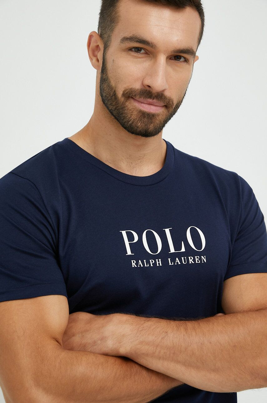 Polo Ralph Lauren Bavlnené pyžamové tričko tmavomodrá farba s potlačou - Pepit.sk