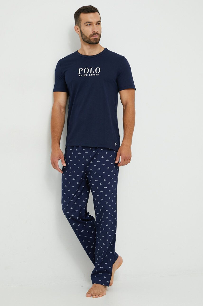 Polo Ralph Lauren Bavlnené pyžamové tričko tmavomodrá farba s potlačou - Pepit.sk