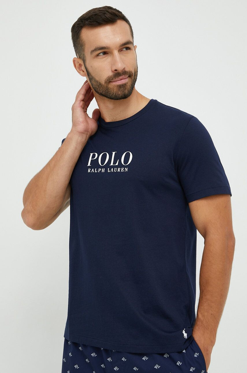 Polo Ralph Lauren Bavlnené pyžamové tričko tmavomodrá farba s potlačou - Pepit.sk