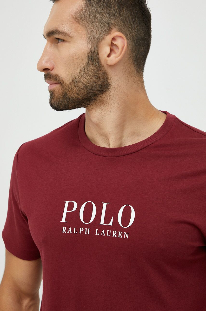 Polo Ralph Lauren Bavlnené pyžamové tričko bordová farba s potlačou - Pepit.sk