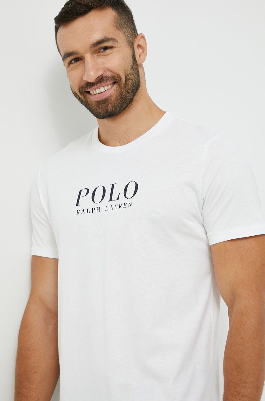 Polo Ralph Lauren Bavlnené pyžamové tričko biela farba s potlačou - Pepit.sk