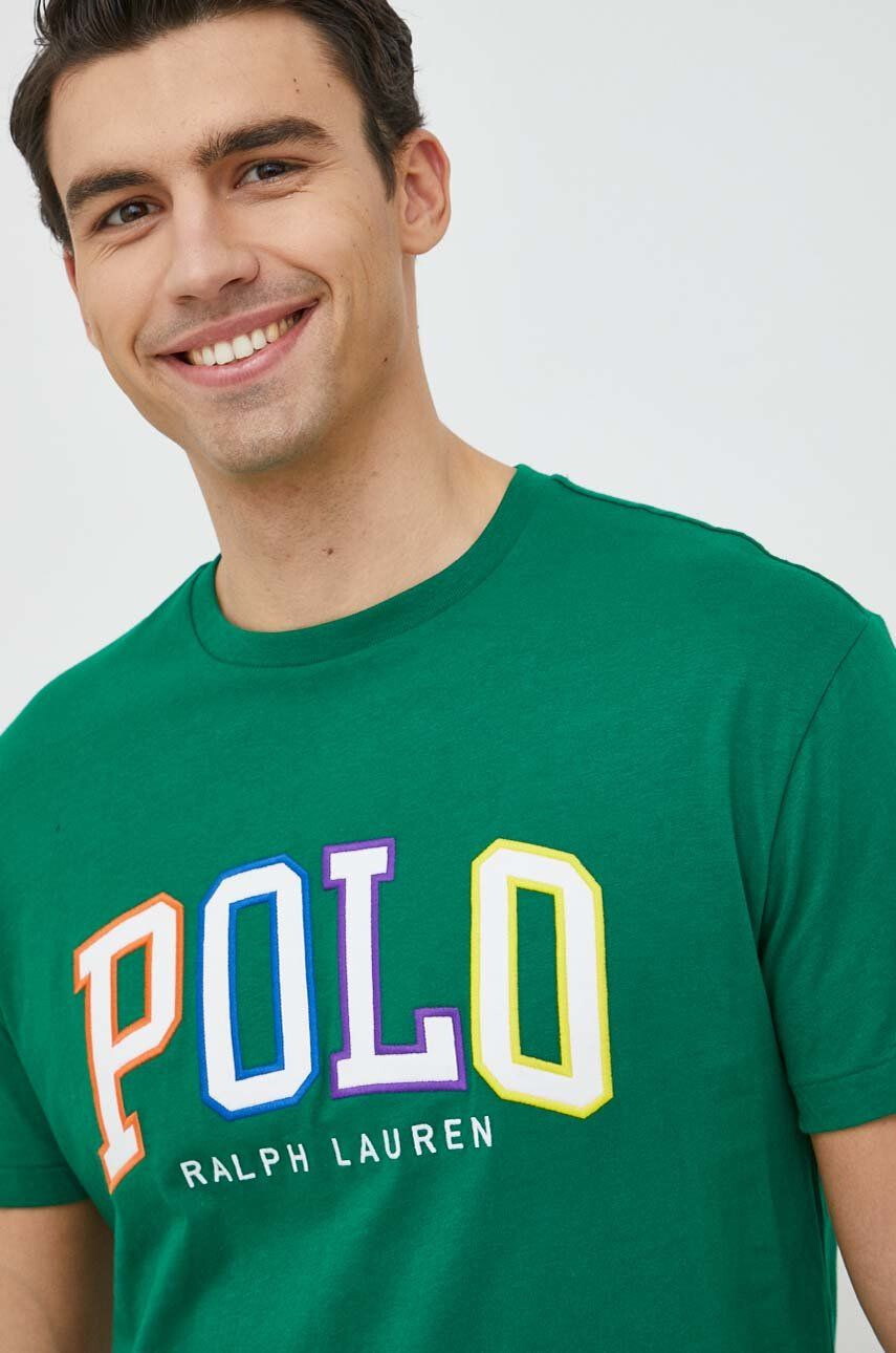 Polo Ralph Lauren Bavlnené tričko zelená farba s nášivkou - Pepit.sk