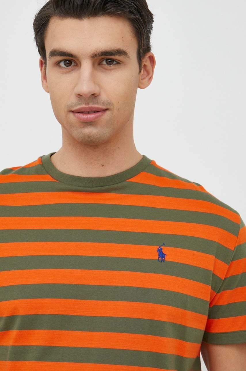 Polo Ralph Lauren Bavlnené tričko oranžová farba vzorované - Pepit.sk