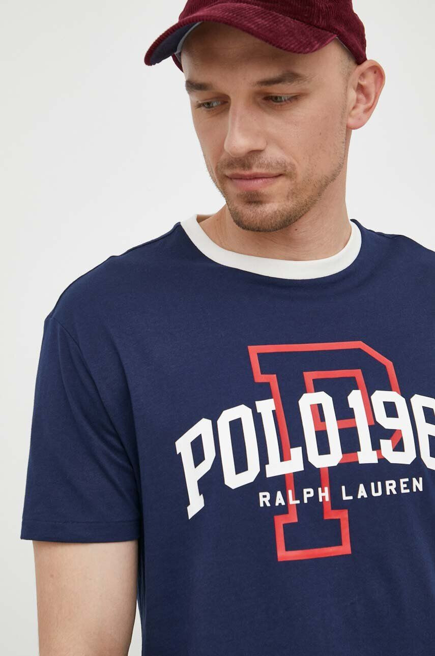 Polo Ralph Lauren Bavlnené tričko tmavomodrá farba s potlačou - Pepit.sk