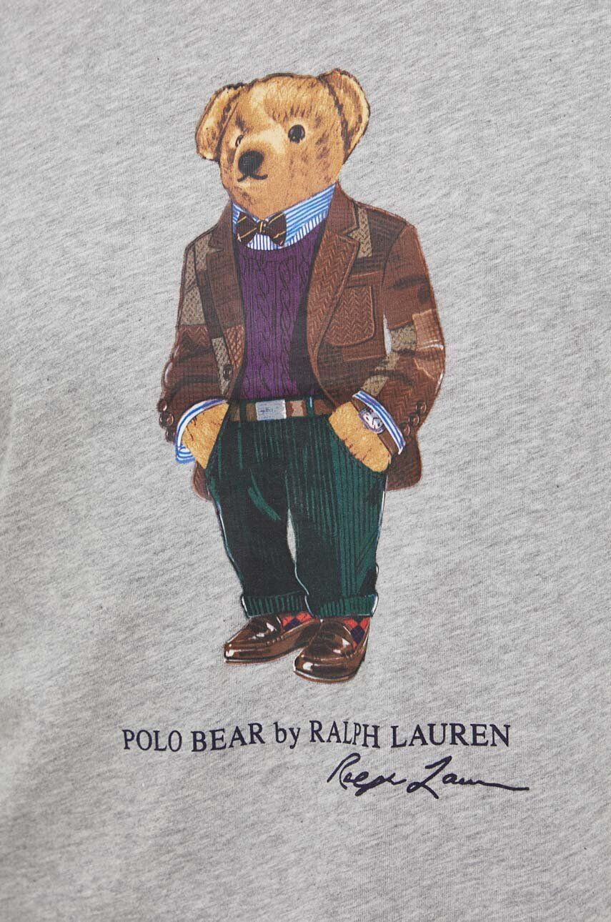 Polo Ralph Lauren Bavlnené tričko šedá farba s potlačou - Pepit.sk