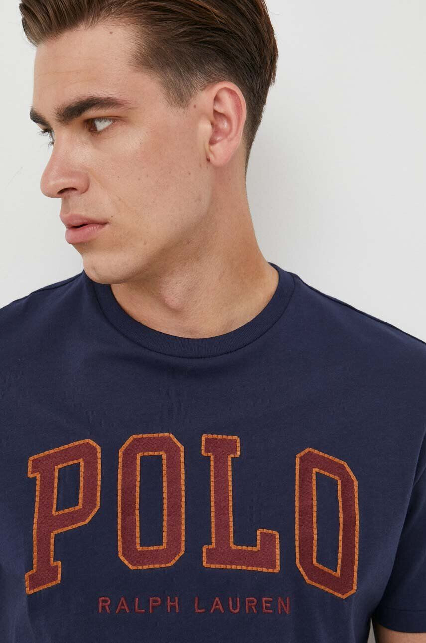 Polo Ralph Lauren Bavlnené tričko tmavomodrá farba s nášivkou - Pepit.sk