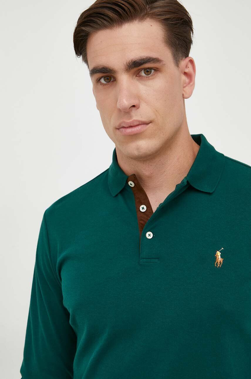 Polo Ralph Lauren Bavlnené tričko s dlhým rukávom zelená farba jednofarebný - Pepit.sk