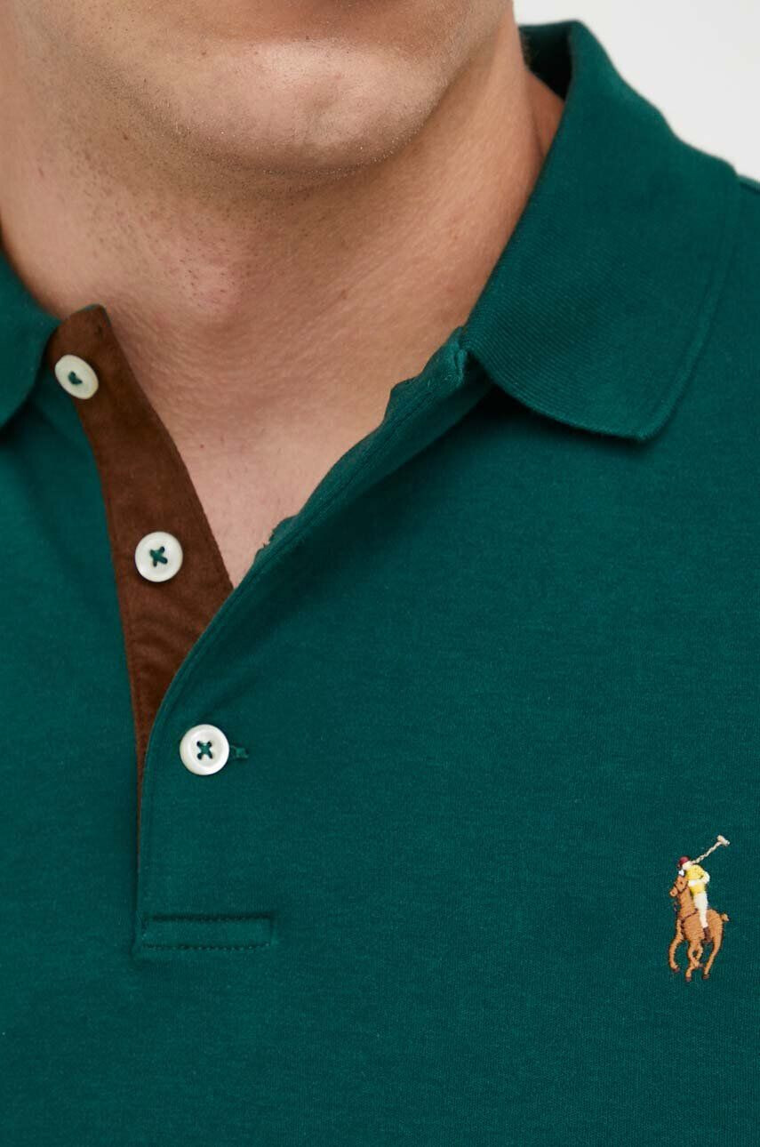 Polo Ralph Lauren Bavlnené tričko s dlhým rukávom zelená farba jednofarebný - Pepit.sk