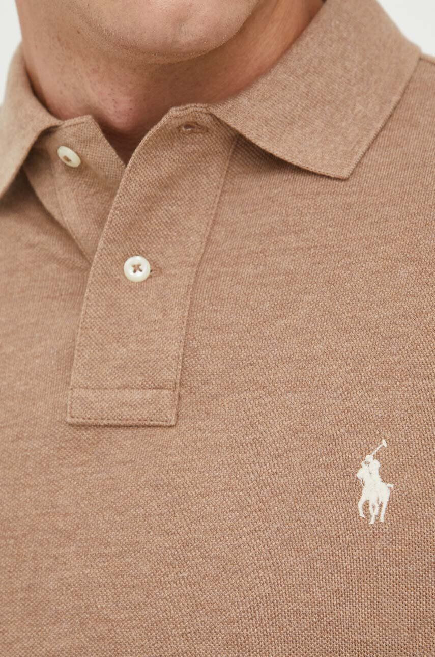 Polo Ralph Lauren Bavlnené tričko s dlhým rukávom hnedá farba melanžový - Pepit.sk