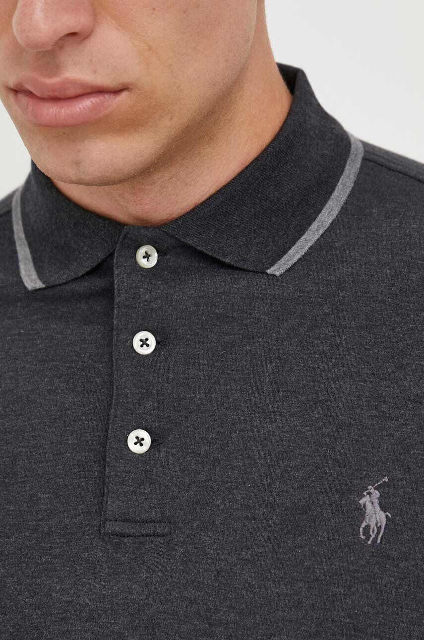 Polo Ralph Lauren Bavlnené tričko s dlhým rukávom šedá farba jednofarebný - Pepit.sk