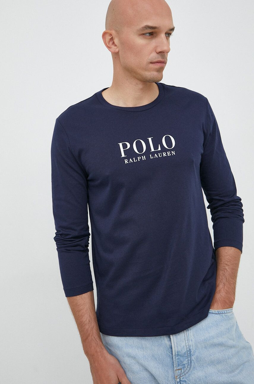 Polo Ralph Lauren Bavlnené tričko s dlhým rukávom tmavomodrá farba - Pepit.sk