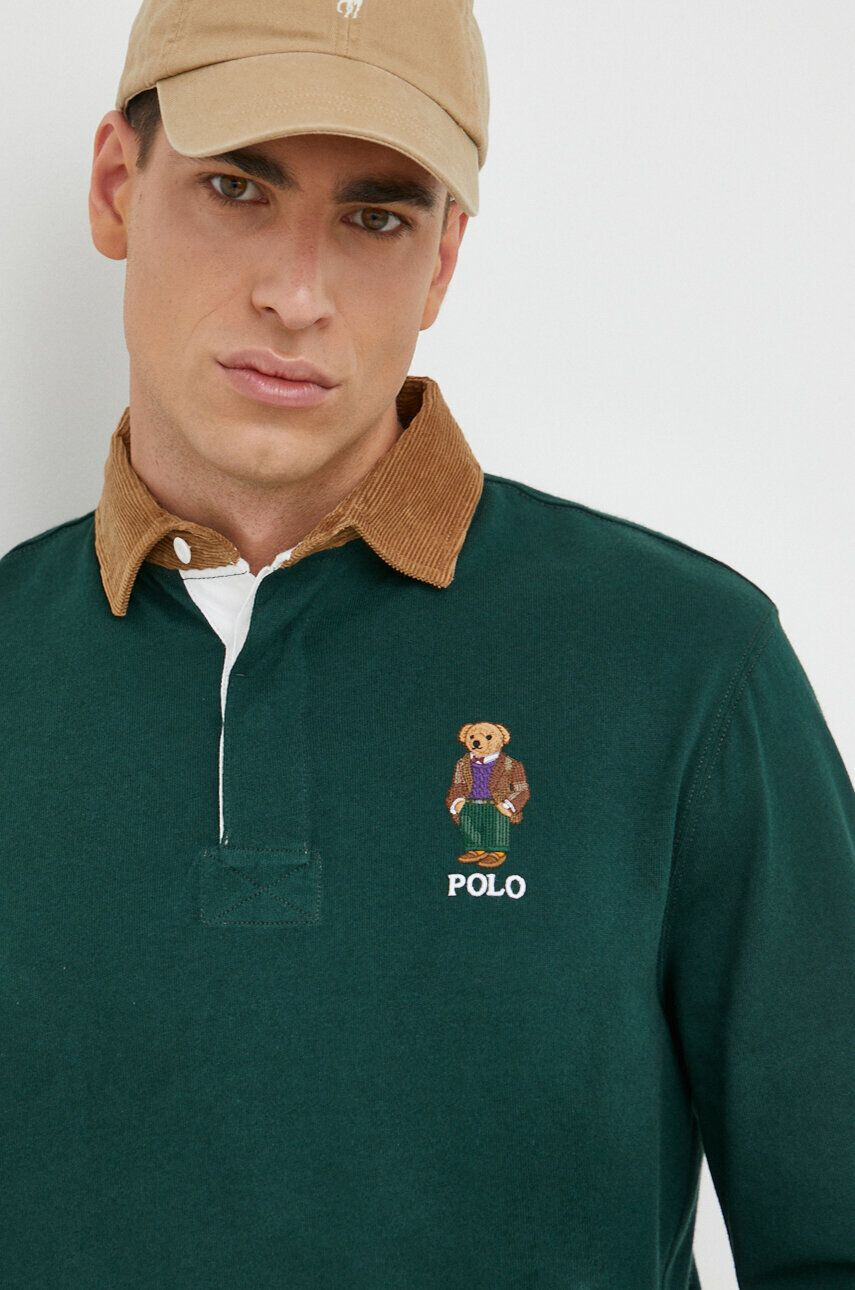 Polo Ralph Lauren Bavlnené tričko s dlhým rukávom zelená farba vzorovaný - Pepit.sk