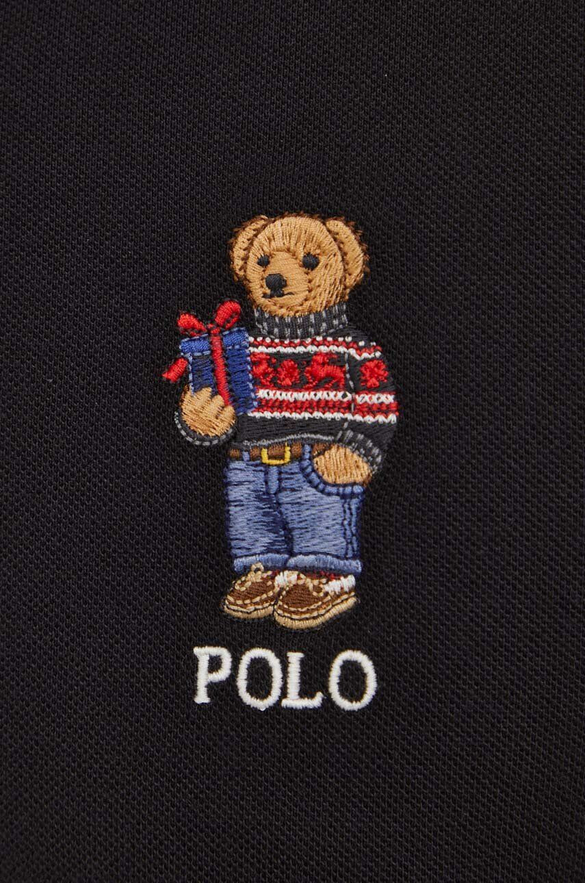 Polo Ralph Lauren Bavlnené tričko s dlhým rukávom čierna farba s nášivkou - Pepit.sk