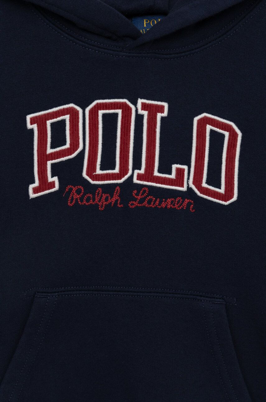 Polo Ralph Lauren Detská mikina tmavomodrá farba s kapucňou s nášivkou - Pepit.sk