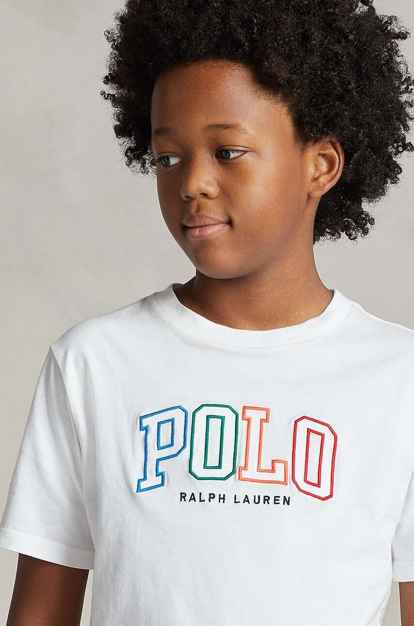 Polo Ralph Lauren Detské bavlnené tričko biela farba s nášivkou - Pepit.sk