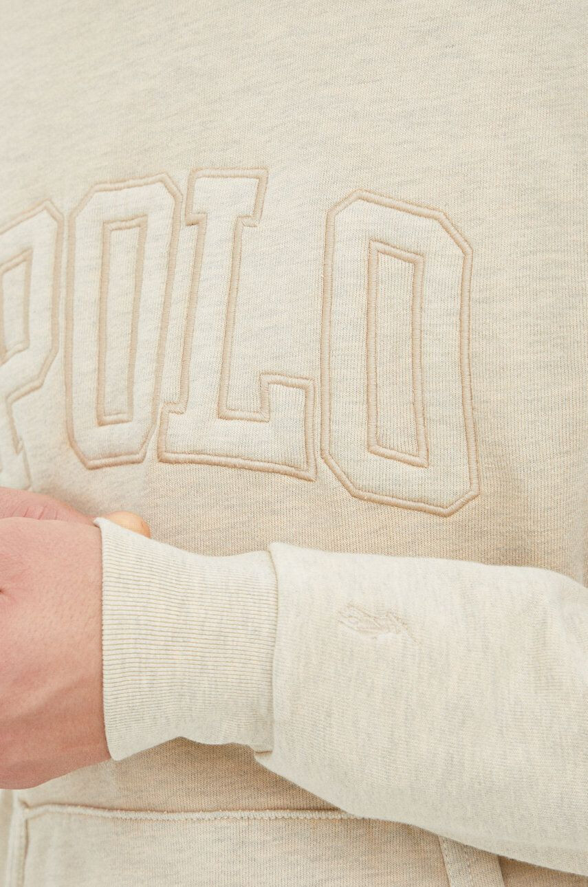 Polo Ralph Lauren Mikina pánska béžová farba s kapucňou s nášivkou - Pepit.sk