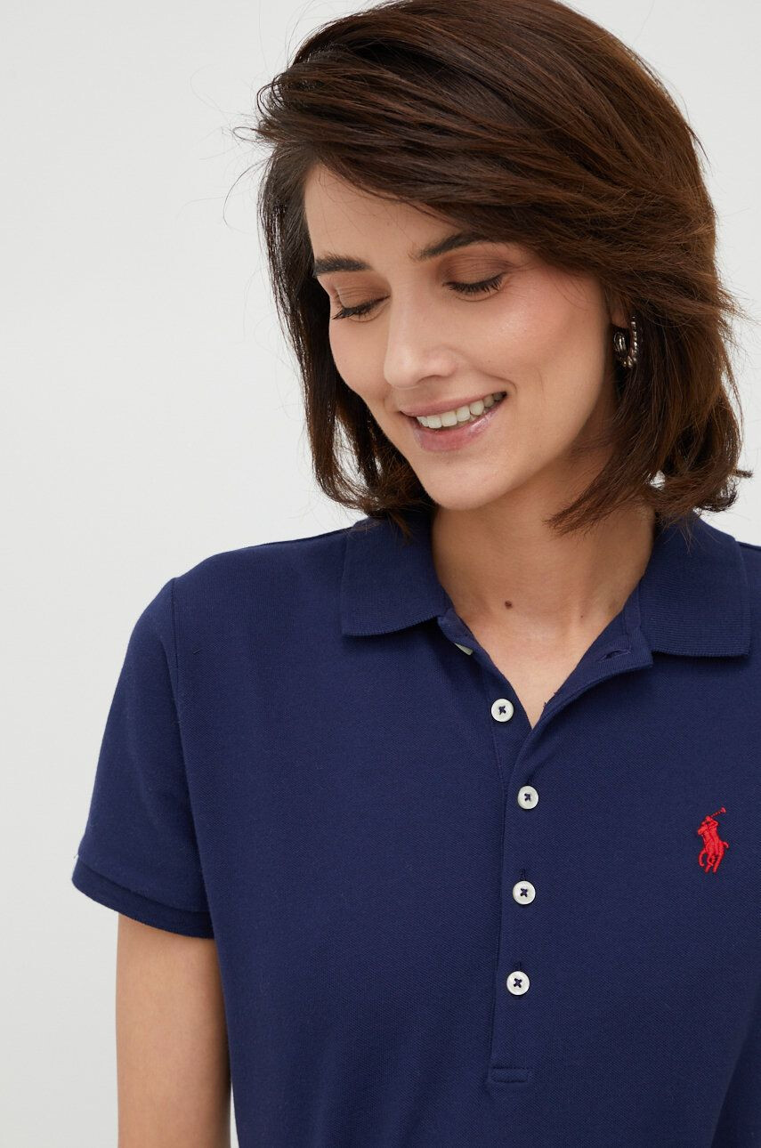 Polo Ralph Lauren Polo tričko dámsky tmavomodrá farba s golierom - Pepit.sk