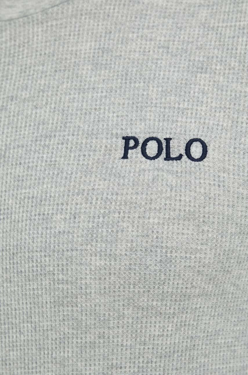 Polo Ralph Lauren Pyžamové tričko s dlhým rukávom šedá farba s potlačou - Pepit.sk