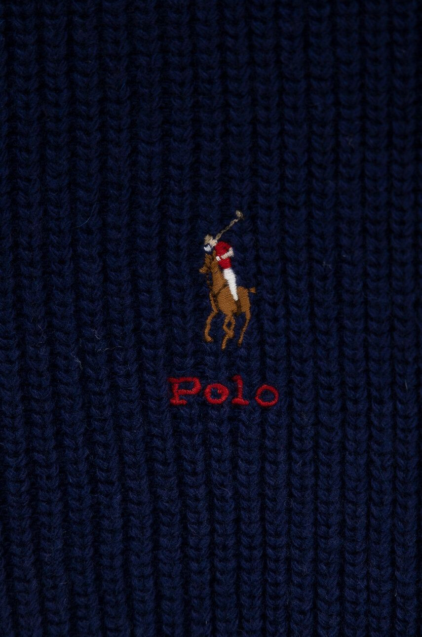 Polo Ralph Lauren Šál s prímesou vlny tmavomodrá farba jednofarebný - Pepit.sk