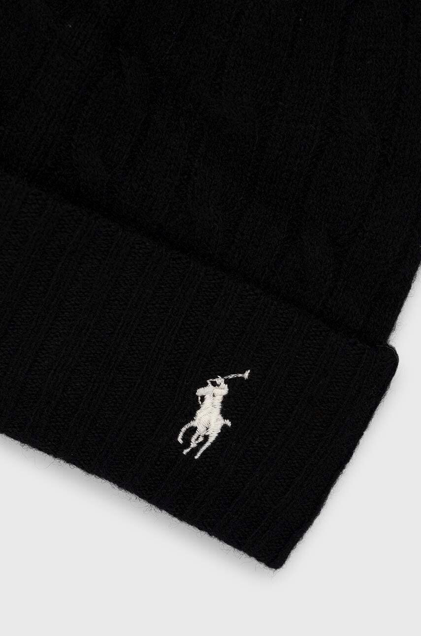 Polo Ralph Lauren Vlnená čiapka čierna farba z tenkej pleteniny vlnená - Pepit.sk