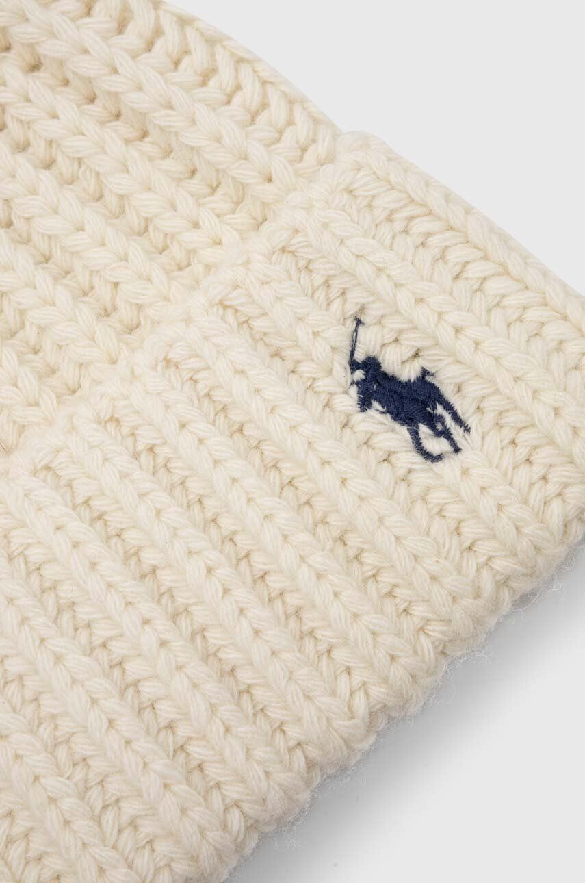 Polo Ralph Lauren Vlnená čiapka béžová farba z hrubej pleteniny vlnená - Pepit.sk