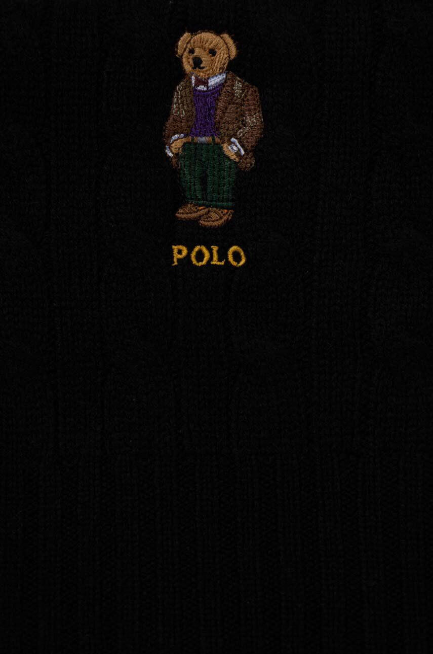 Polo Ralph Lauren Vlnená čiapka a šál čierna farba - Pepit.sk