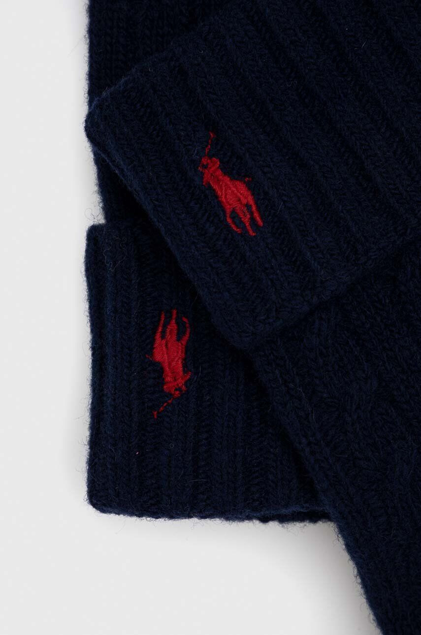 Polo Ralph Lauren Vlnené rukavice tmavomodrá farba - Pepit.sk