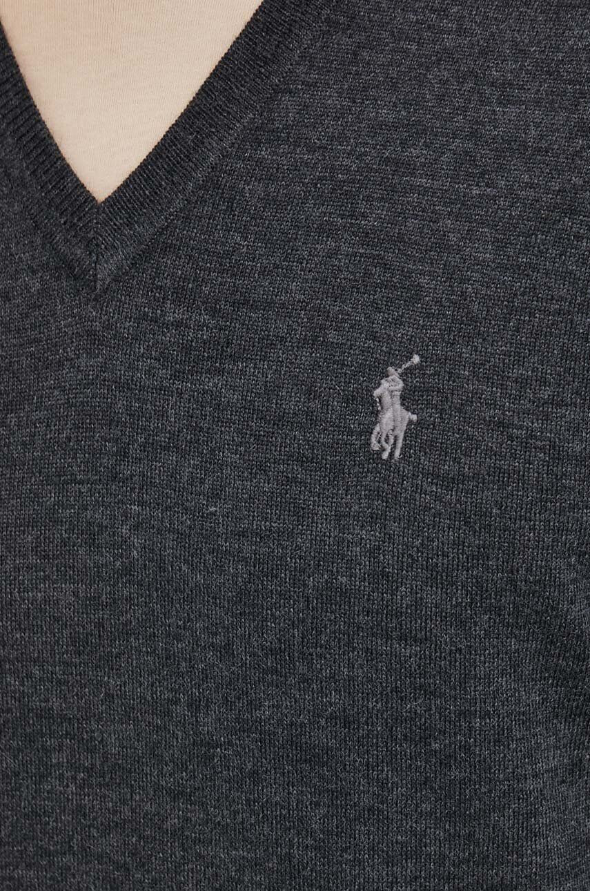 Polo Ralph Lauren Vlnený sveter pánsky šedá farba tenký - Pepit.sk