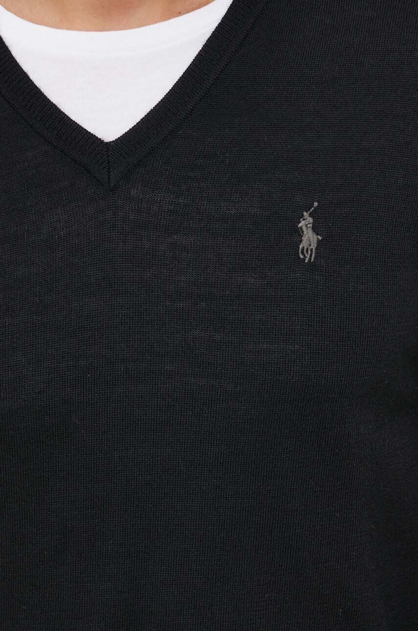 Polo Ralph Lauren Vlnený sveter pánsky čierna farba tenký - Pepit.sk