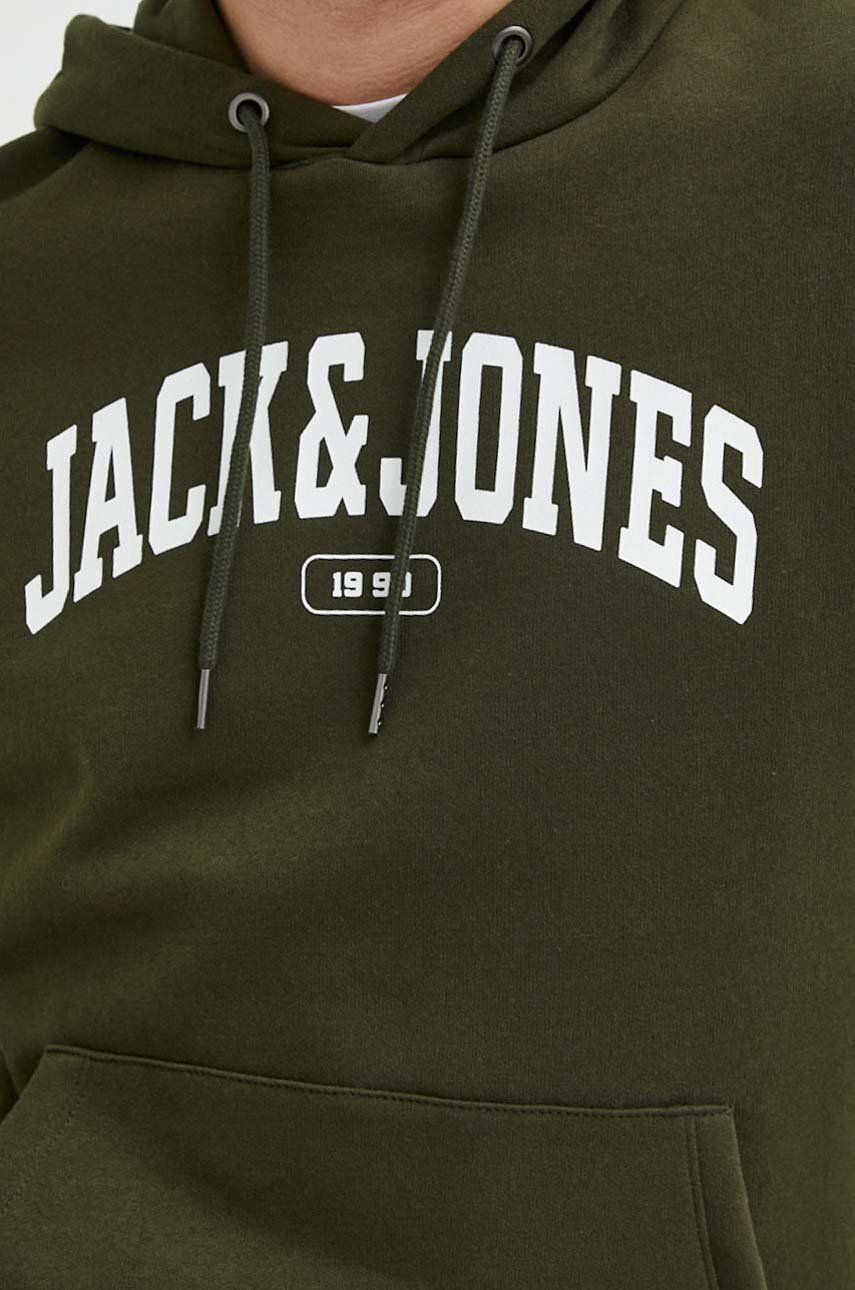 Premium by Jack&Jones Mikina pánska zelená farba s kapucňou s potlačou - Pepit.sk