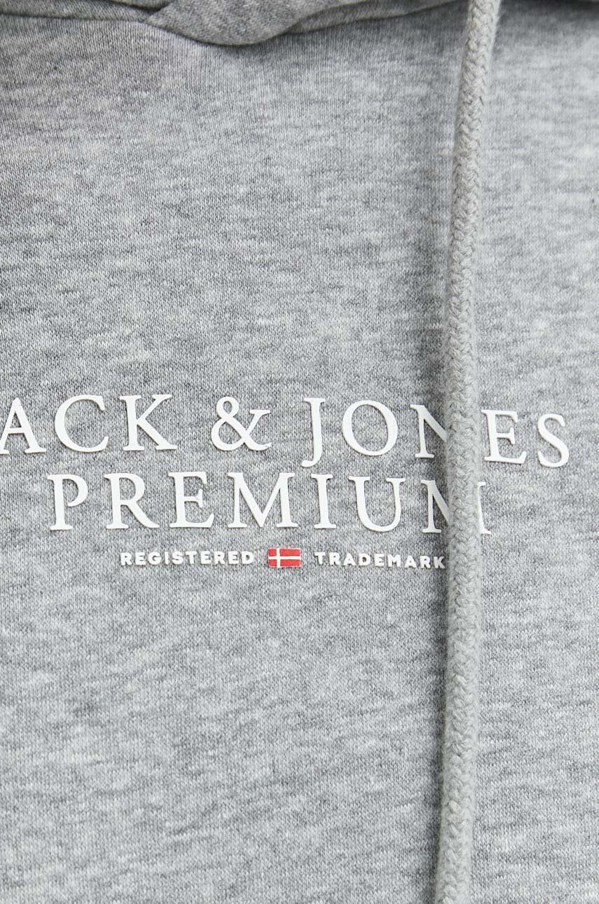 Premium by Jack&Jones Mikina Archie pánska šedá farba s kapucňou s potlačou - Pepit.sk