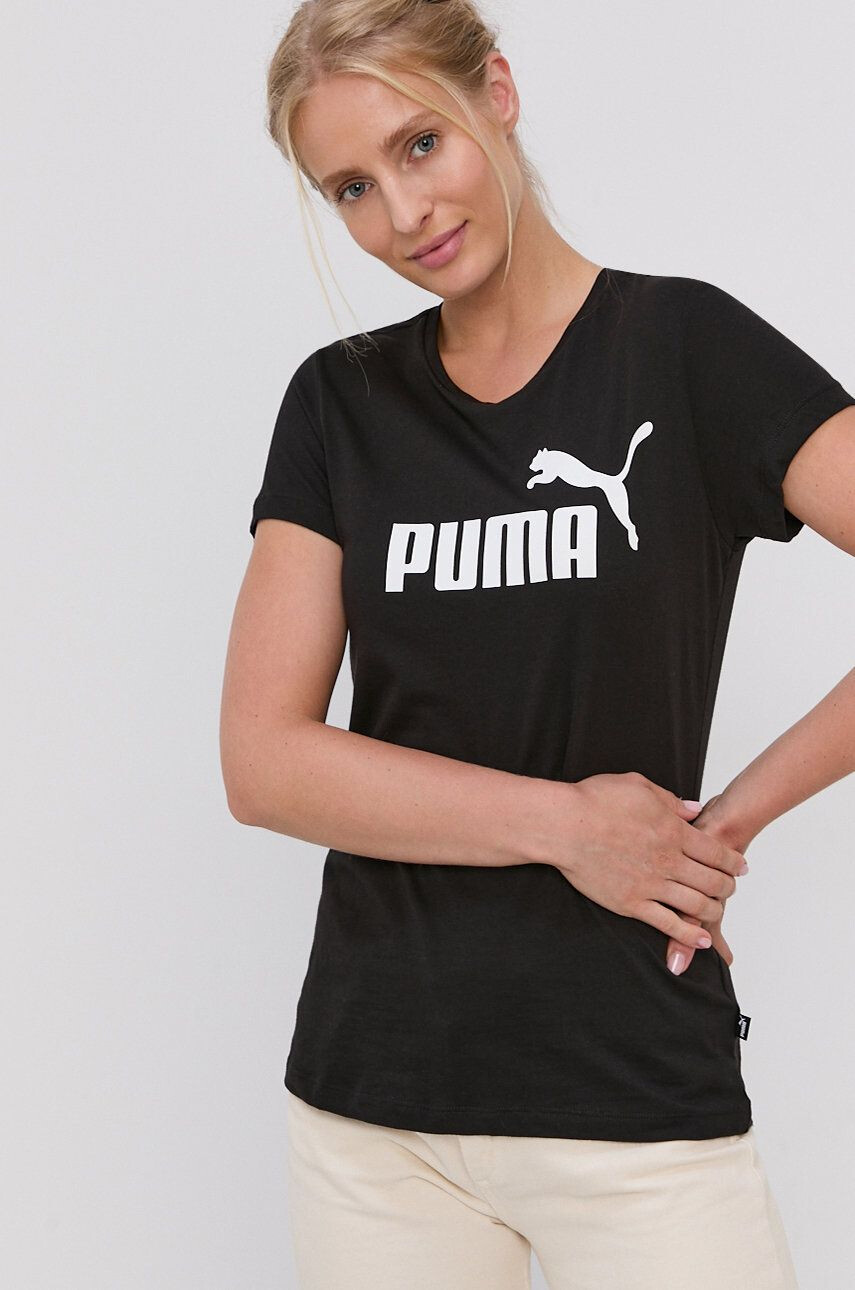 Puma Bavlnené tričko 586774 čierna farba - Pepit.sk