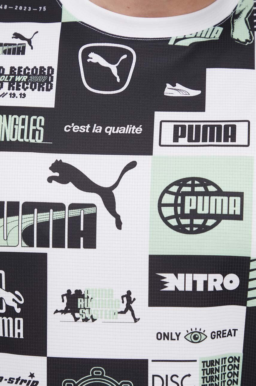 Puma Bežecké tričko Run Favorite biela farba vzorované - Pepit.sk