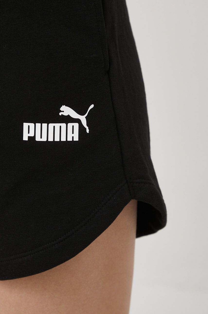 Puma Šortky Essentials 848339 dámske čierna farba jednofarebné vysoký pás - Pepit.sk