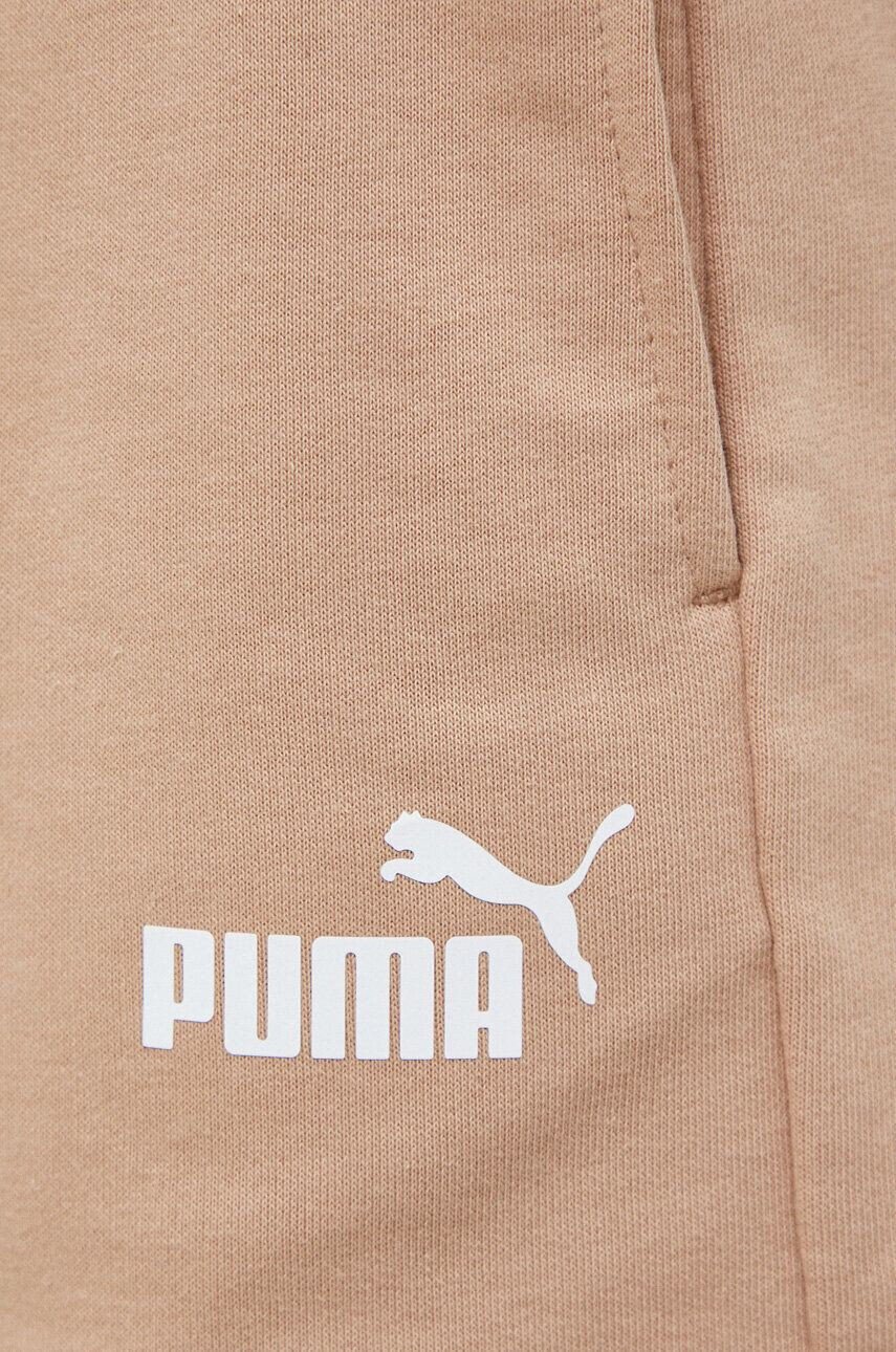 Puma Šortky Essentials dámske béžová farba jednofarebné vysoký pás - Pepit.sk