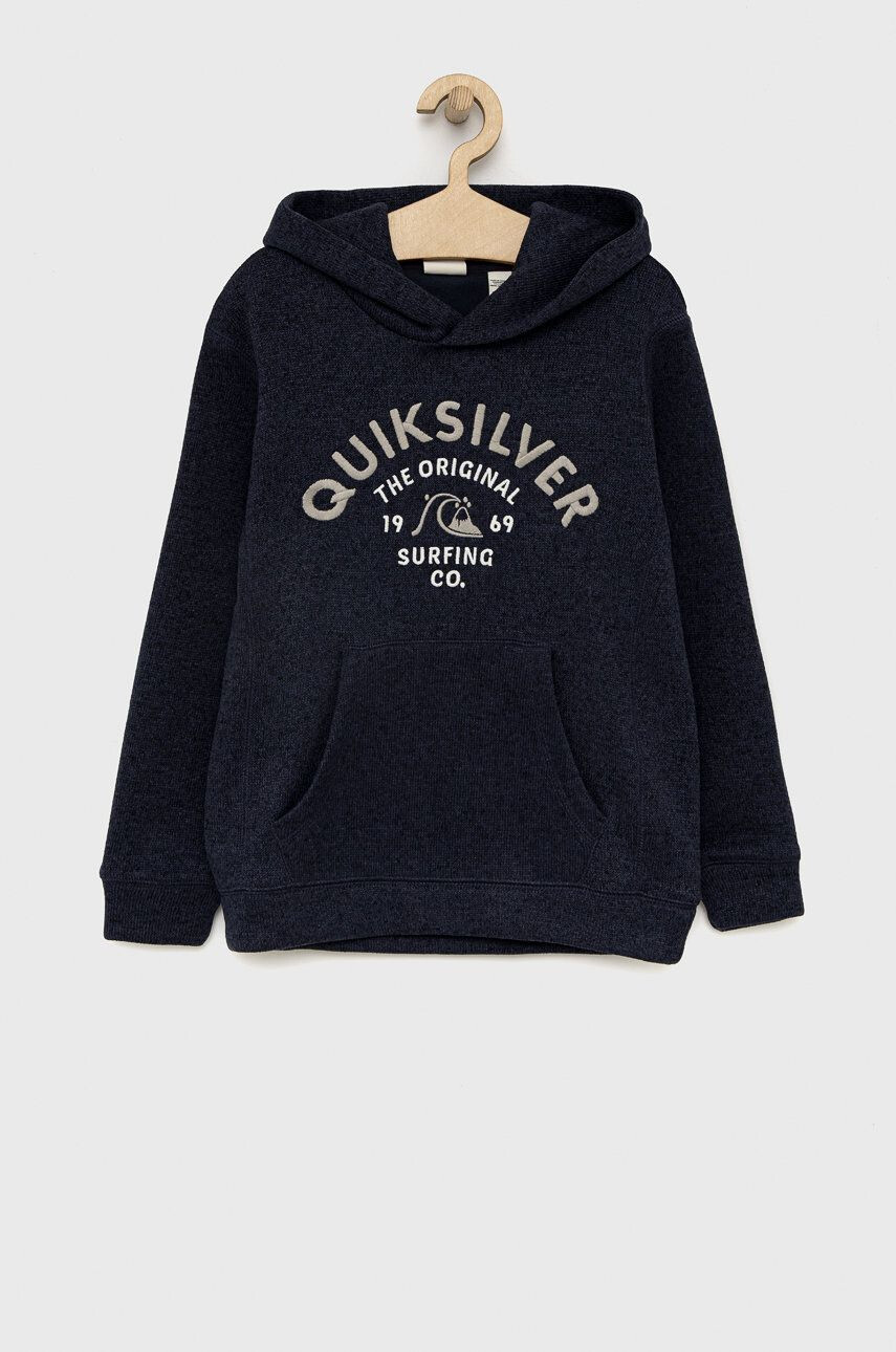 Quiksilver Detská mikina tmavomodrá farba s kapucňou s nášivkou - Pepit.sk