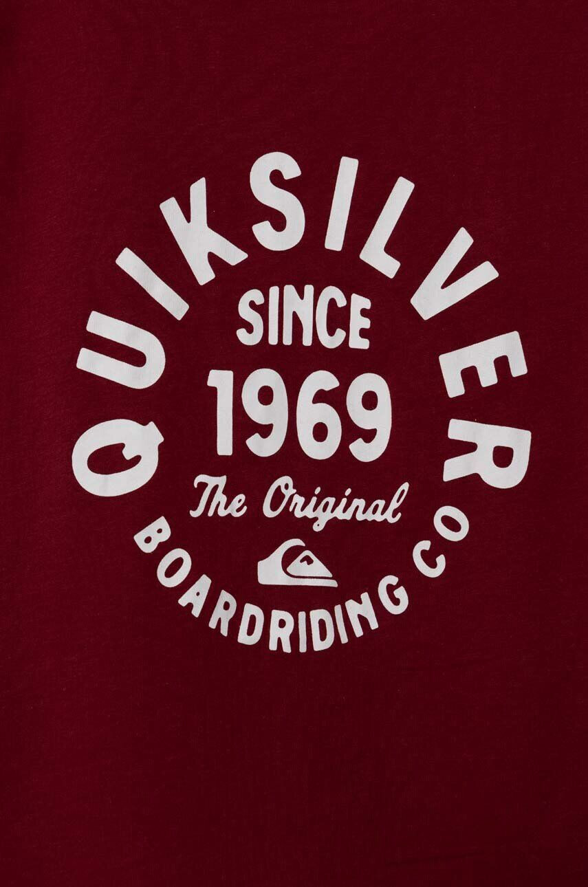 Quiksilver Detské bavlnené tričko CIRCLEDSCRIPTFR TEES bordová farba s potlačou - Pepit.sk