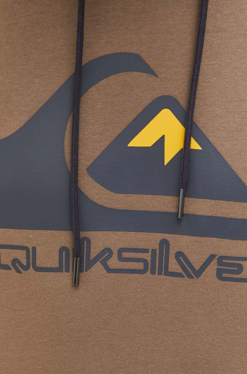 Quiksilver Mikina pánska hnedá farba s kapucňou s potlačou - Pepit.sk