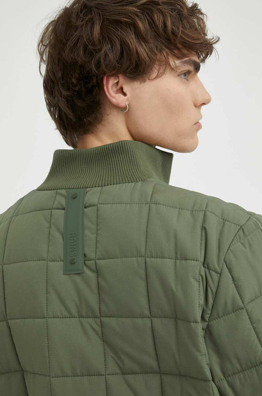 Rains Bunda 18180 Liner High Neck Jacket zelená farba prechodná - Pepit.sk